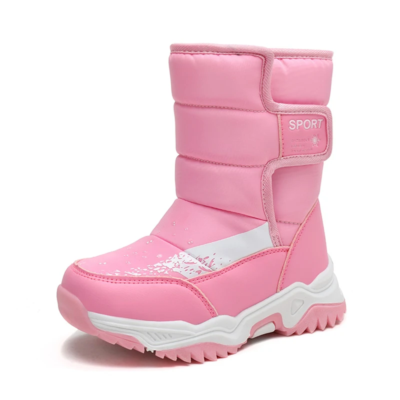 Children Casual Shoes Girls Non-slip Paw Winter Warm Fur Snow Boots Tactical Leather Sneakers Kids Outdoor Footwear Padded Boots