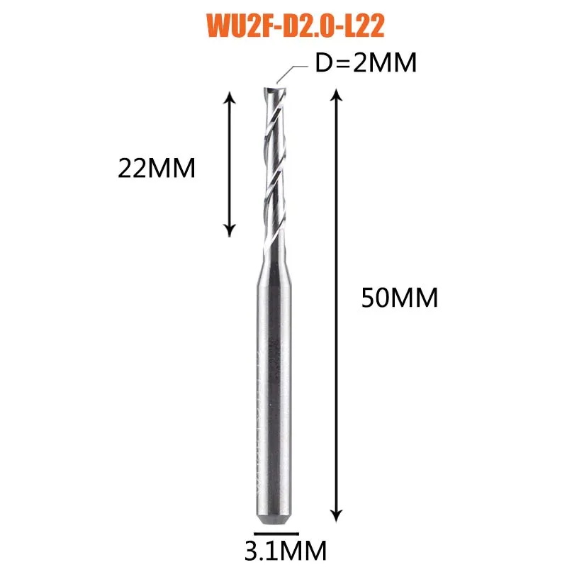 Dreanique 1-delige UP Cut Solid Carbide frees 3.175 4 6 8mm 2-snijders spiraal frees Carbide frees voor hout MDF