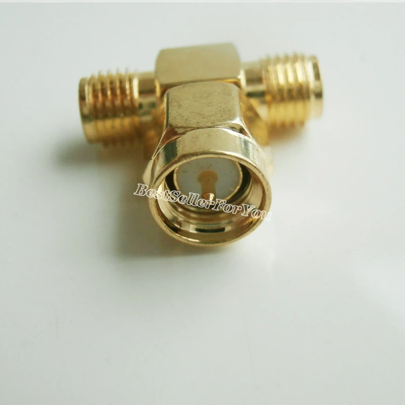 1Pcs SMA Connector Male To Two SMA Connector Female Triple T RF Adapter Connector 3 Way Splitter