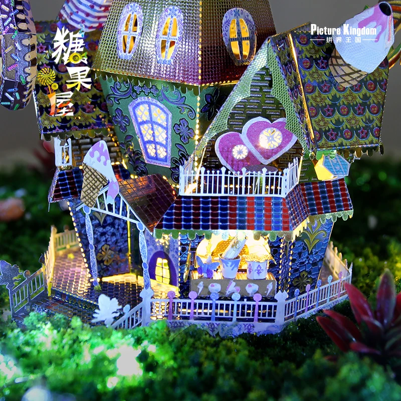 Picture Kingdom CANDY HOUSE building Model kits puzzle in metallo 3D taglio laser puzzle giocattoli fai da te regalo per bambini