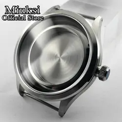 Miuksi 41mm sterile silver watch case sapphire glass fit ETA 2836,Miyota 8205 8215 821A Mingzhu DG2813 3804 movement