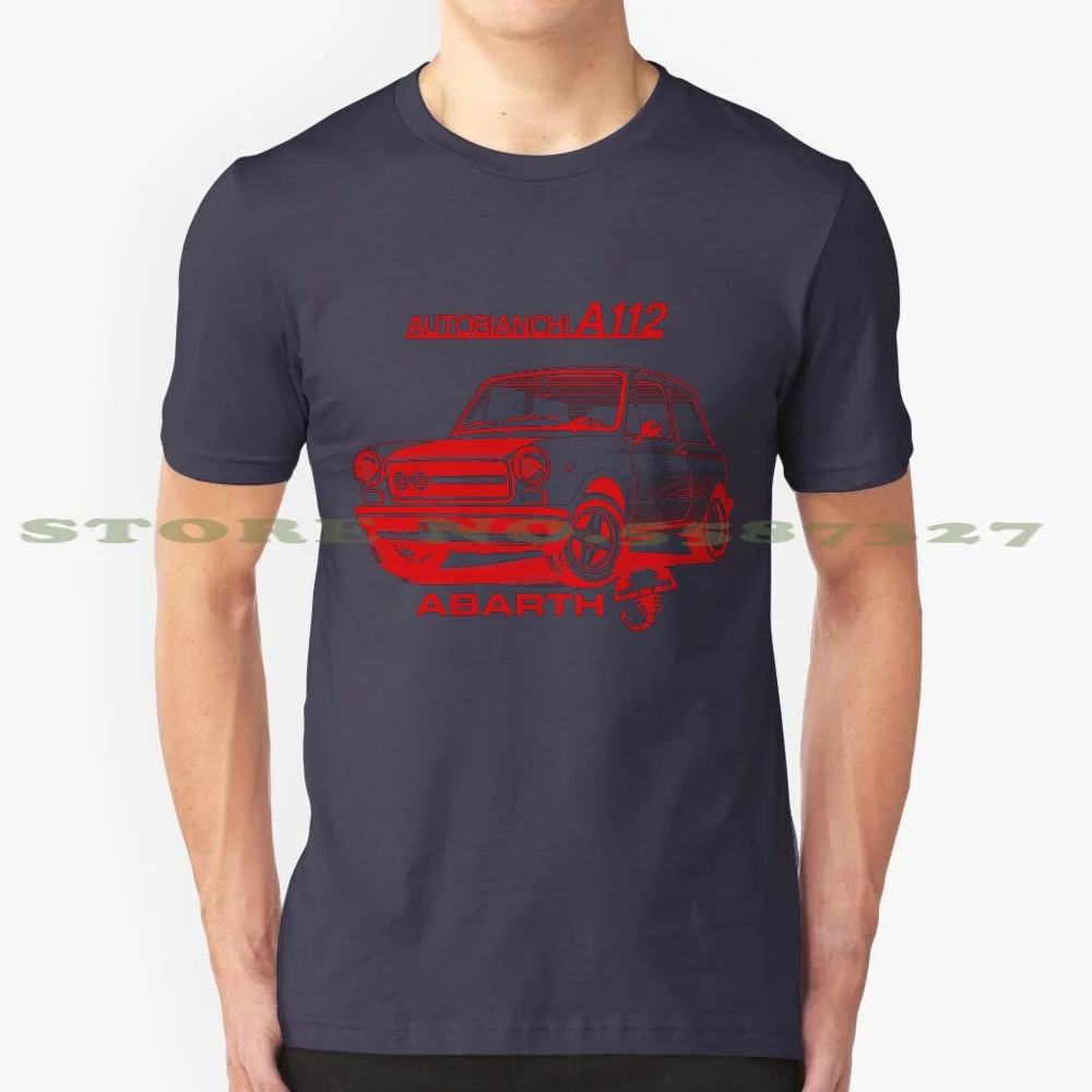 A112 100% Cotton T-Shirt A112 Sportcar Italian Abarth Style Italy Race Rally Vintage