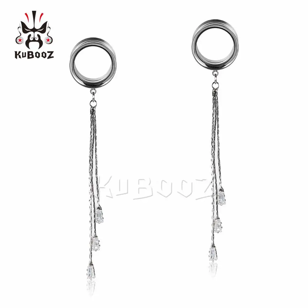KUBOOZ popularne kolczyki ze stali nierdzewnej frędzle wisiorek tunele wtyczki piercing biżuteria kolczyk wskaźniki nosze dla kobiet 2 sztuk — zdjęcie 3