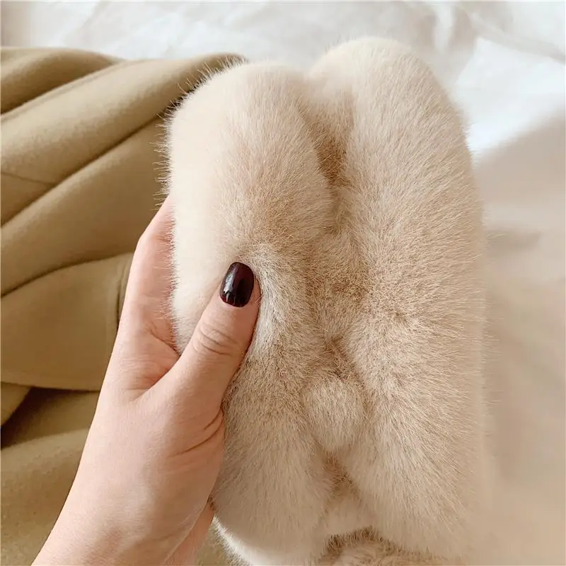 Furry Female Scarf Winter Korean New Faux Fur Cross Ball Bib Scarf Rabbit Fur Net Red Warm Fur Collar Snood Enfant Scarf Women