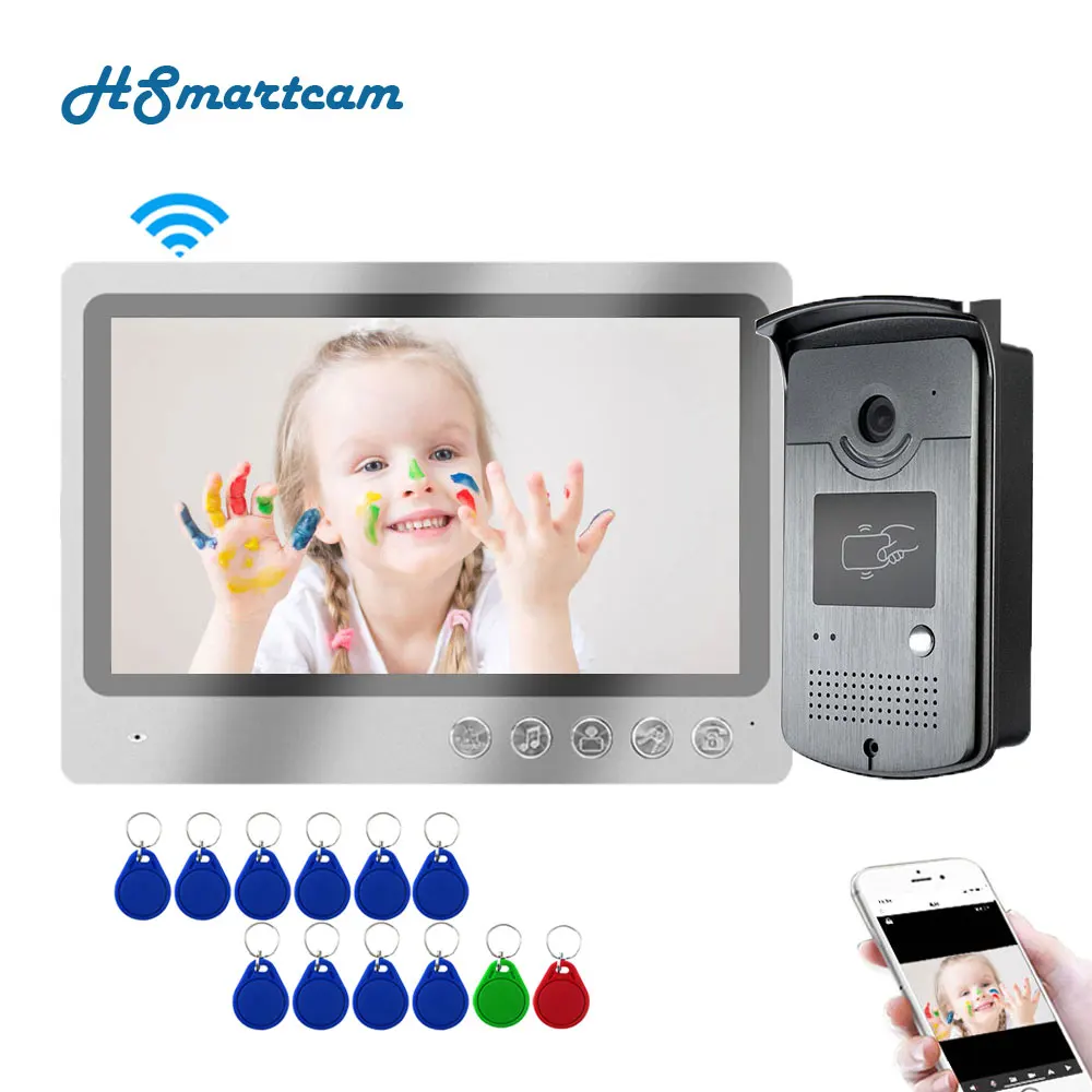 9 Inch Screen Intercom System Villa Video Intercom System APP WIFI Door bell with RFID Keyfobs Door Bell Camera Unlock Control