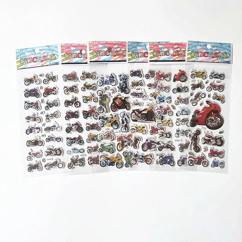 6pcs engineering vehicle aircraft style 3D cartoon car stickers toys for Children scrapbook DIY traffic sticker boys gift