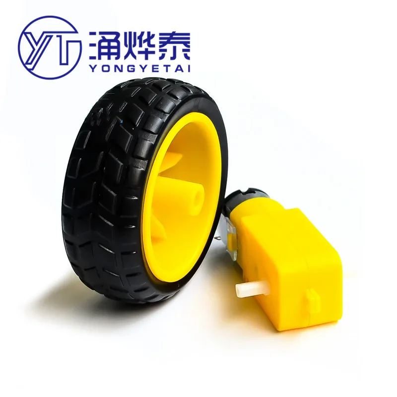 YYT 1Set Smart car chassis Robot tire + DC gear motor set Wheel Motor TT Motor DC3V-6V geared motor Rubber wheel