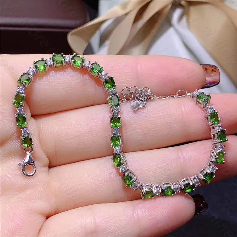 

Natural Diopside Bracelet 925 Sterling Silver Women's Bracelet Super Beautiful Style