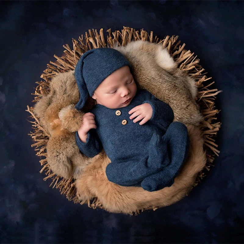 Conjunto de chapéu e chapéu para bebê recém-nascido, acessórios de fotografia, para meninos e meninas, cobertor, cobertor, sessão de fotos, 2 partes