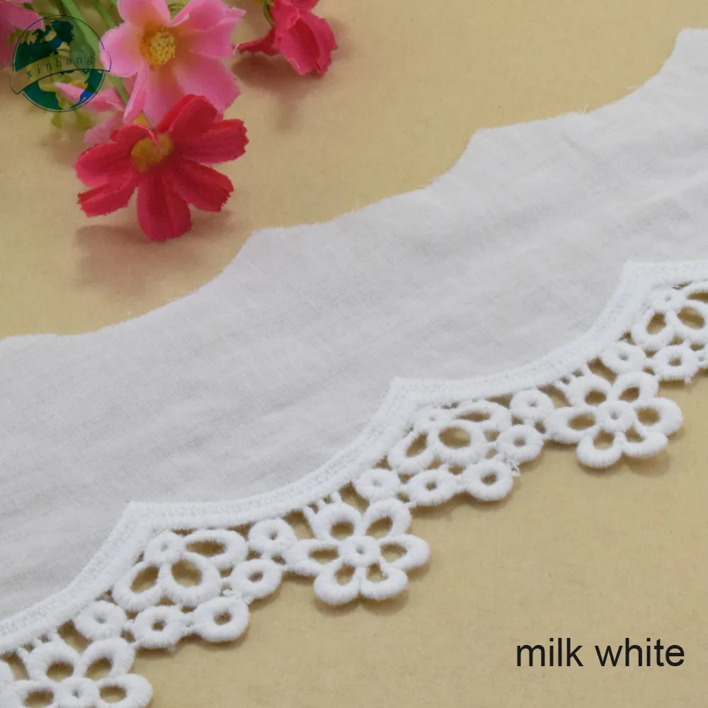 8.5cm wide 100% Cotton Embroid Lace Sewing Ribbon Guipure Trim Wedding Decoration DIY Curtain Garment Accessories Lace Edge#4044