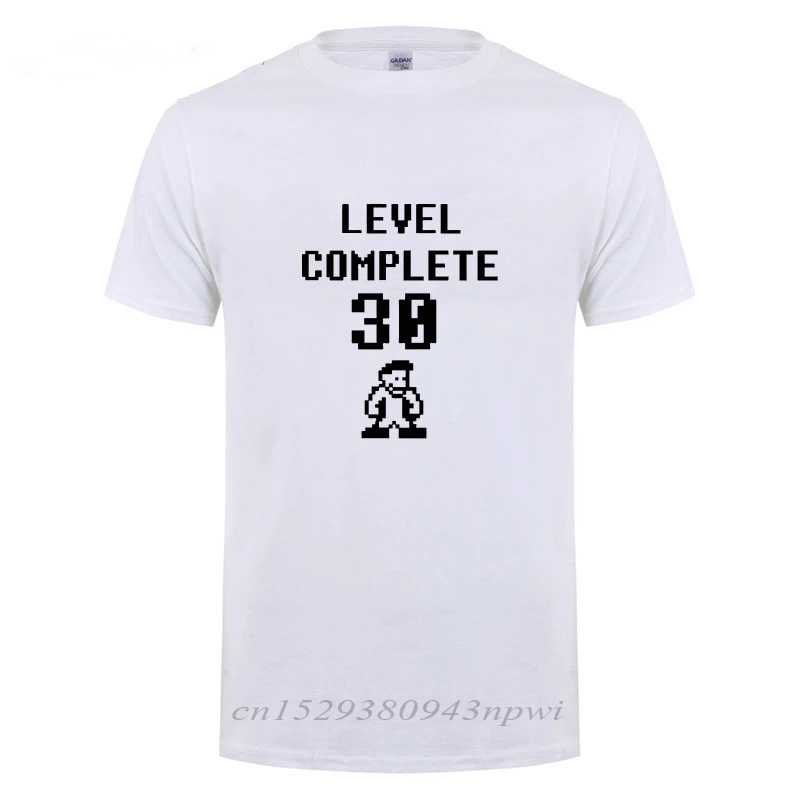 30 Years Old Level Complete 30 T-Shirt Funny Birthday Gift For Men Husband Boyfriend Summer Short Sleeve O Neck Cotton T Shirt