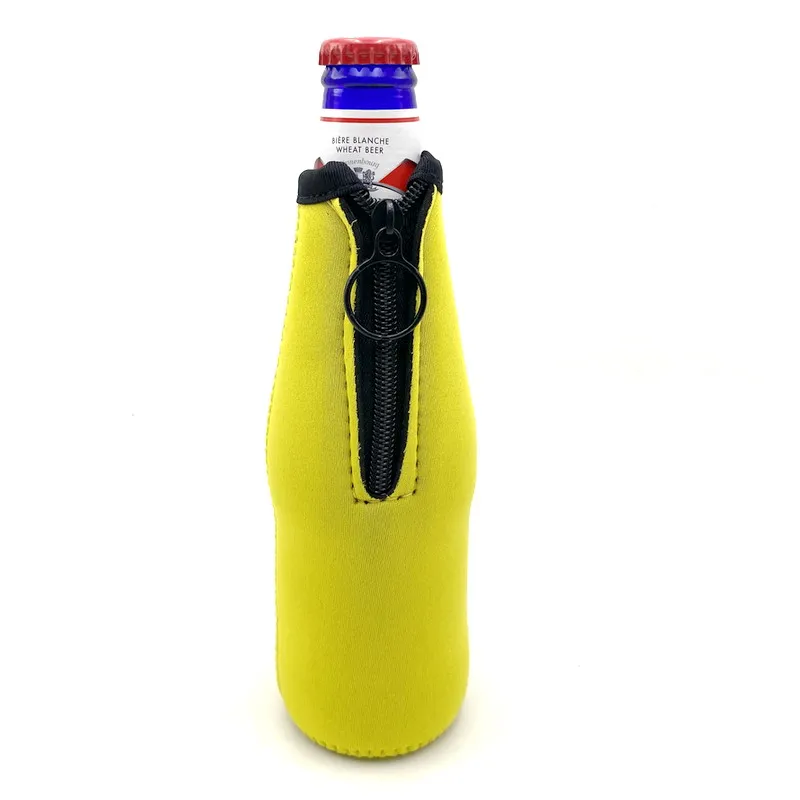 1 confezione di manicotti di raffreddamento per bottiglie di birra con isolatori pieghevoli in Neoprene con cerniera per bottiglie da 12 once 330ml