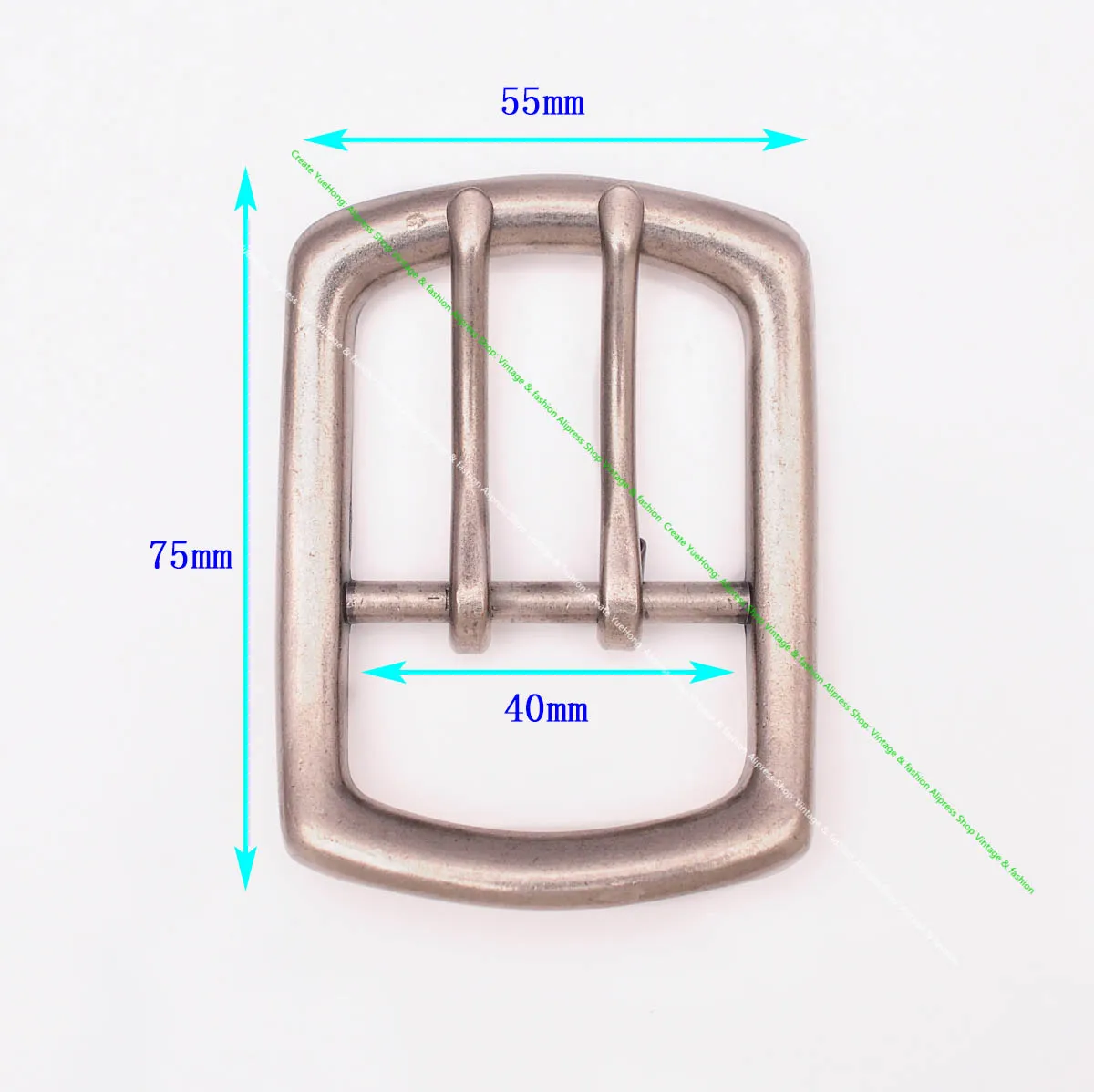 Ceinture en cuir de maroquinerie à double broche argentée pour hommes, remplacement de ceinture, convient à 40mm, Western Vintage, barre centrale