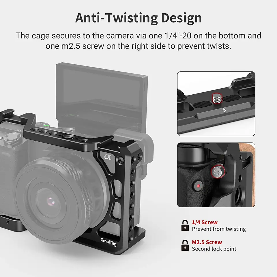 Smallrig a6400-カメラケージ,sona6300 a6400 a6500用,1/4インチおよび