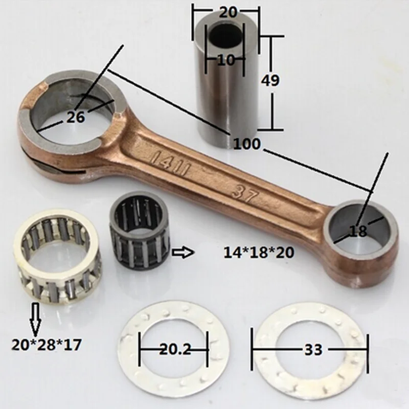 Motorcycle Crankshaft Connecting Rod Kit Con-Rod for Haojue Suzuki Jincheng A100 AX100 Classic 100cc 2-Stroke With Bearings