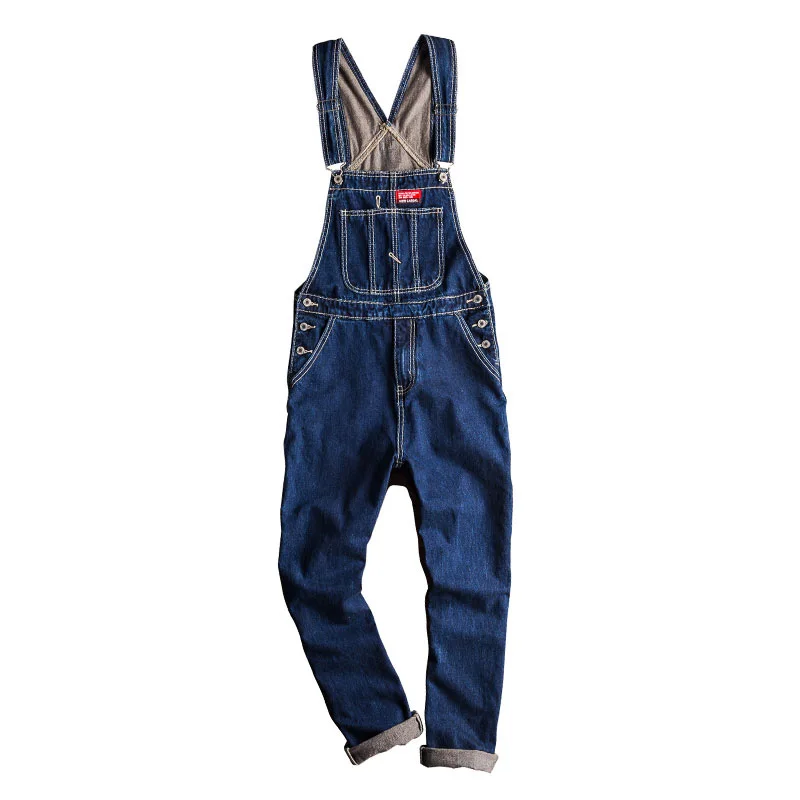 Jeans Men Korean Version of Tooling Jumpsuits Men's One-Piece Bib Blue Denim Trousers Men's Denim Overalls