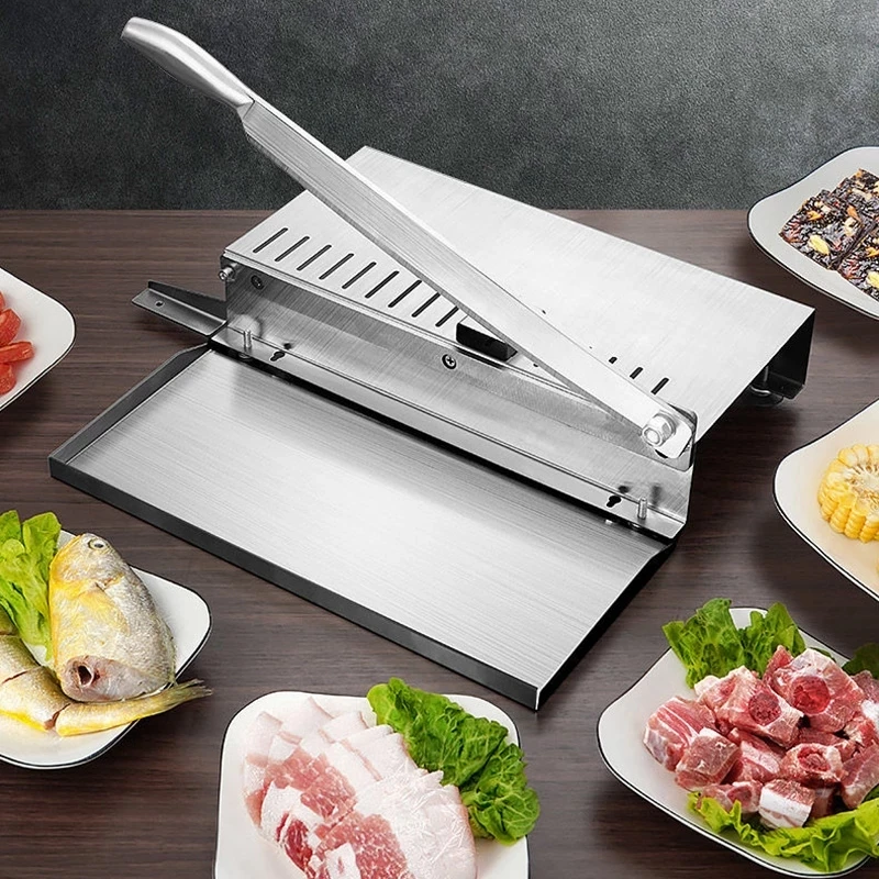 Food Cutter Slicing Machine Stainless Steel Beef Bacon Fish Household Cutting Machine Adjustable Slice Thickness Kitchen Tool
