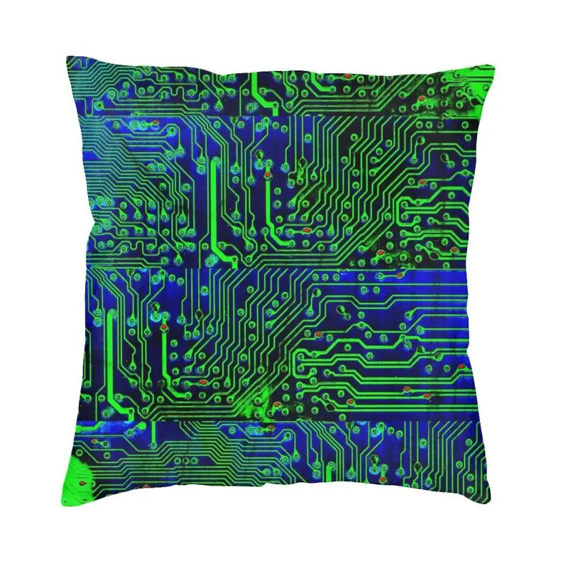 Cool Circuit Board Cyber Camo Square Pillow Cover Home Decor 3D Print Computer Programmer Geek Tech Cushion Cover For Sofa