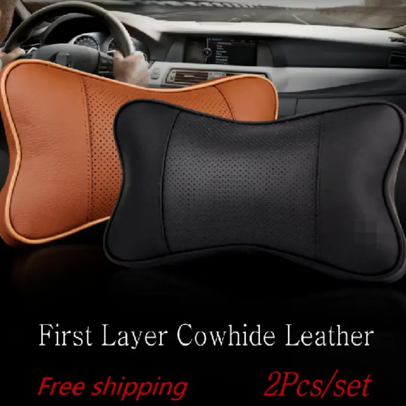 

For Lexus For Mazda Leather Car Headrest / 2pcs/set / Neck Auto Safety Pillow / Cowhide Seat Headrest / Genuine Leather Headrest