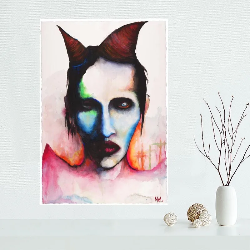 Custom Marilyn Manson Canvas Painting Poster Cloth Fabric Wall Art Poster for Living Room Home Decor