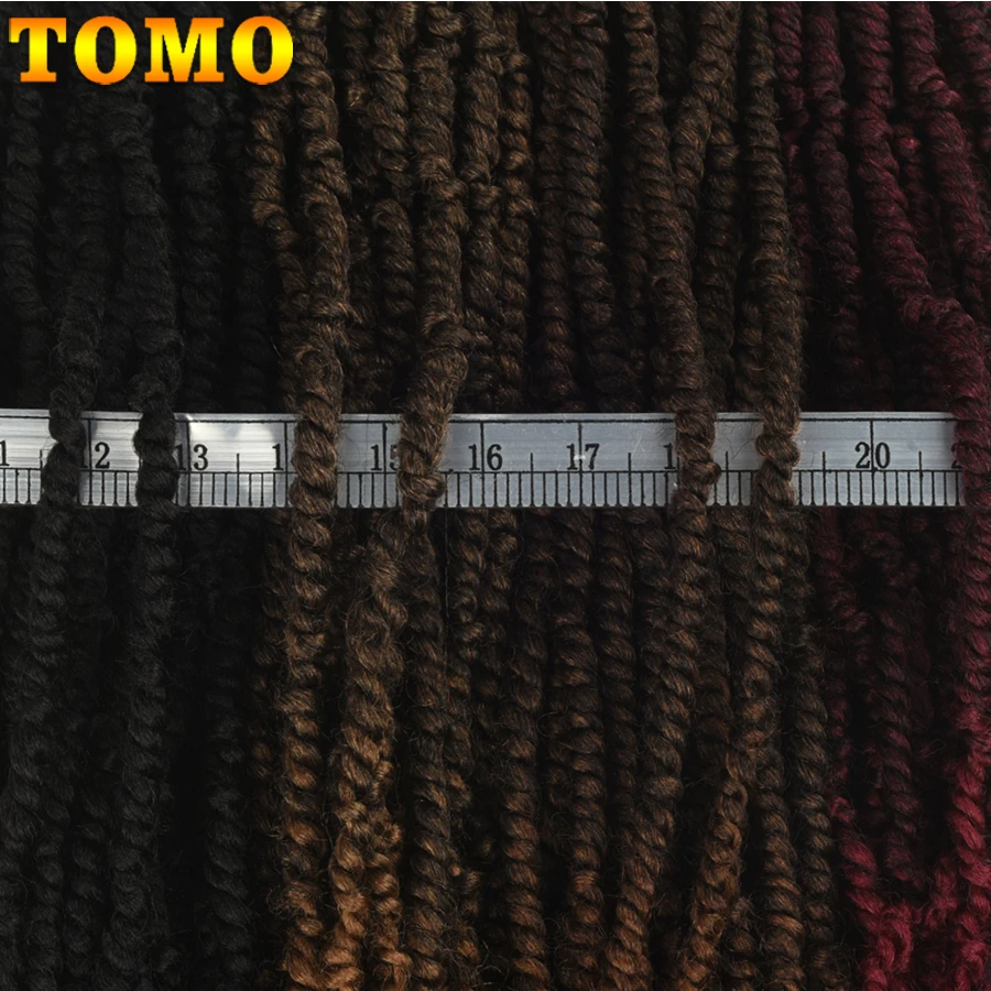 TOMO Niềm Đam Mê Xoắn Tóc 18 Inch Trước Lượn Vòng Tổng Hợp Móc Dây Bện Ombre Quả Bom Xoắn Bện Làm Tóc Cho Nữ Màu Đen