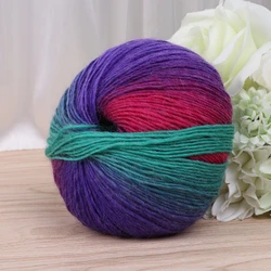 Hand-woven Rainbow Colorful Crochet Cashmere Wool Blend Yarn, Knitting Yarn, 1Ball, 50g