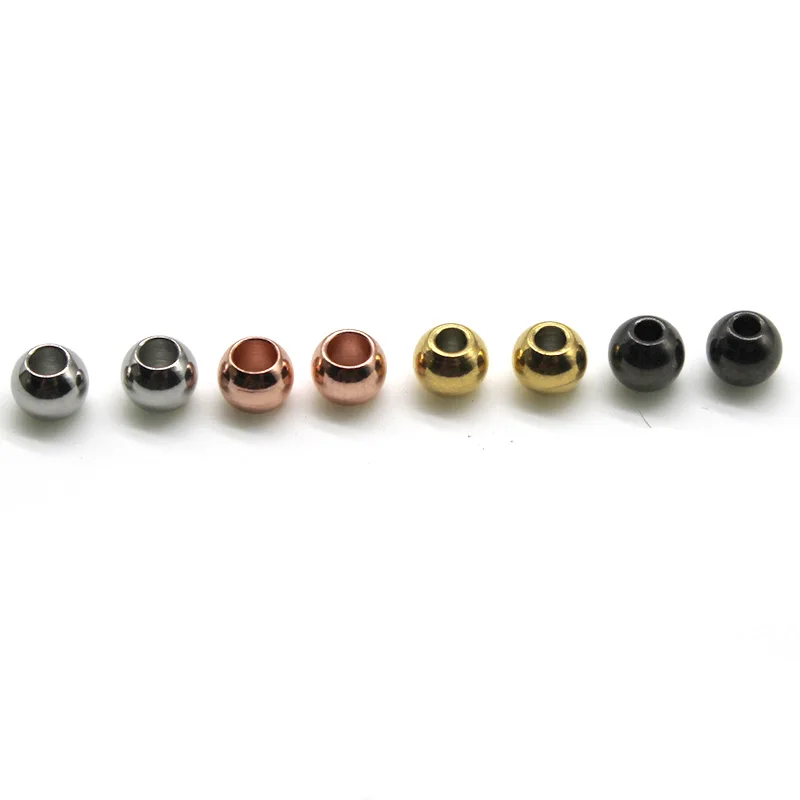 2 3 4 5 6 8 mm Stainless Steel Gold Round Ball Bead Loose Spacer Beads for DIY Jewelry Charm Bracelet Beads Making Accessories