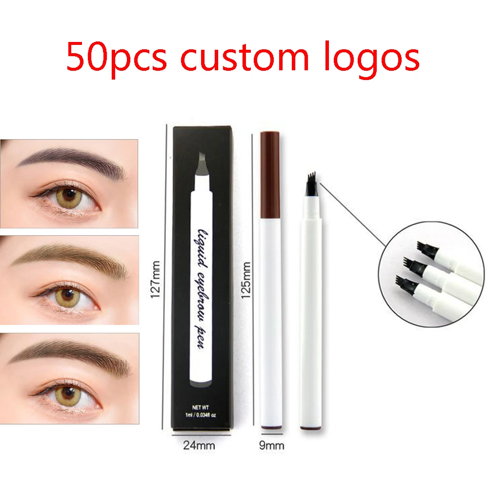 

Wholesale Private Label Waterproof Long Lasting Brow Pencil 4 Tip Fork Head Tattoo Liquid Eyebrow Pen Oem Cosmetic