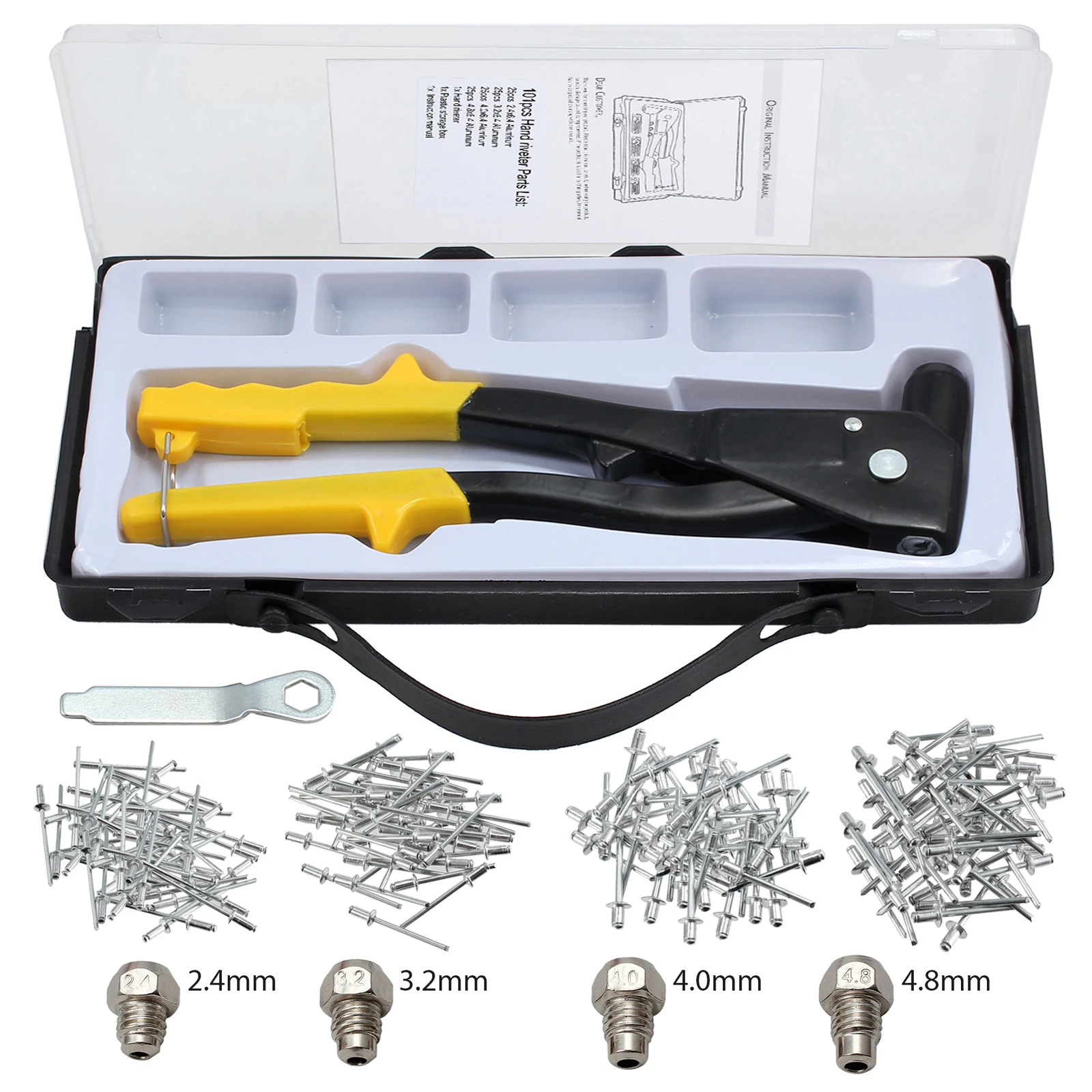 Set di rivettatrici per impieghi gravosi JUSTOOL con 200 rivetti manuali Pop it rivetti in metallo strumenti per pistola e persiane Remaches rivetti Set di Kit assortimento