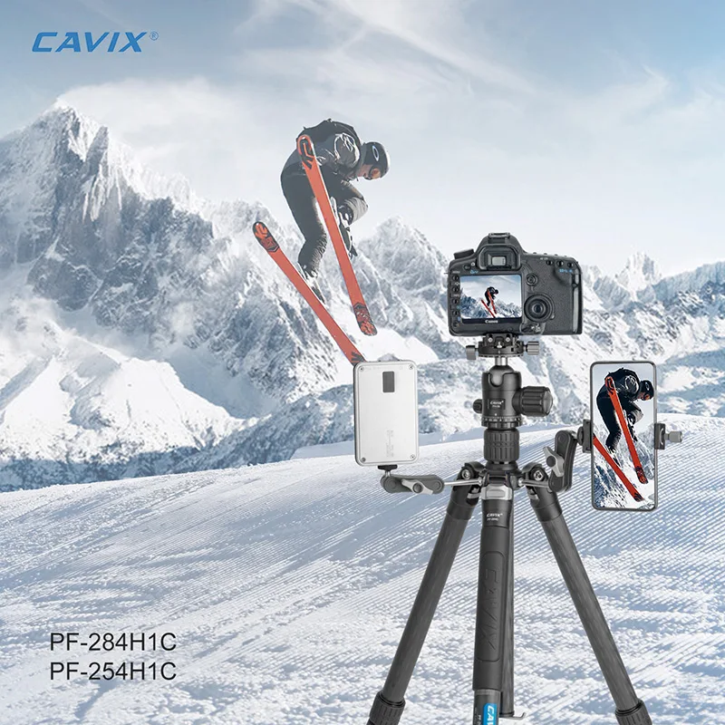 CAVIX Professional Portable Carbon Fiber Camera Tripod For DSLR Travel Tripod with Monopod Reflexable Ball Head For Sony Canon