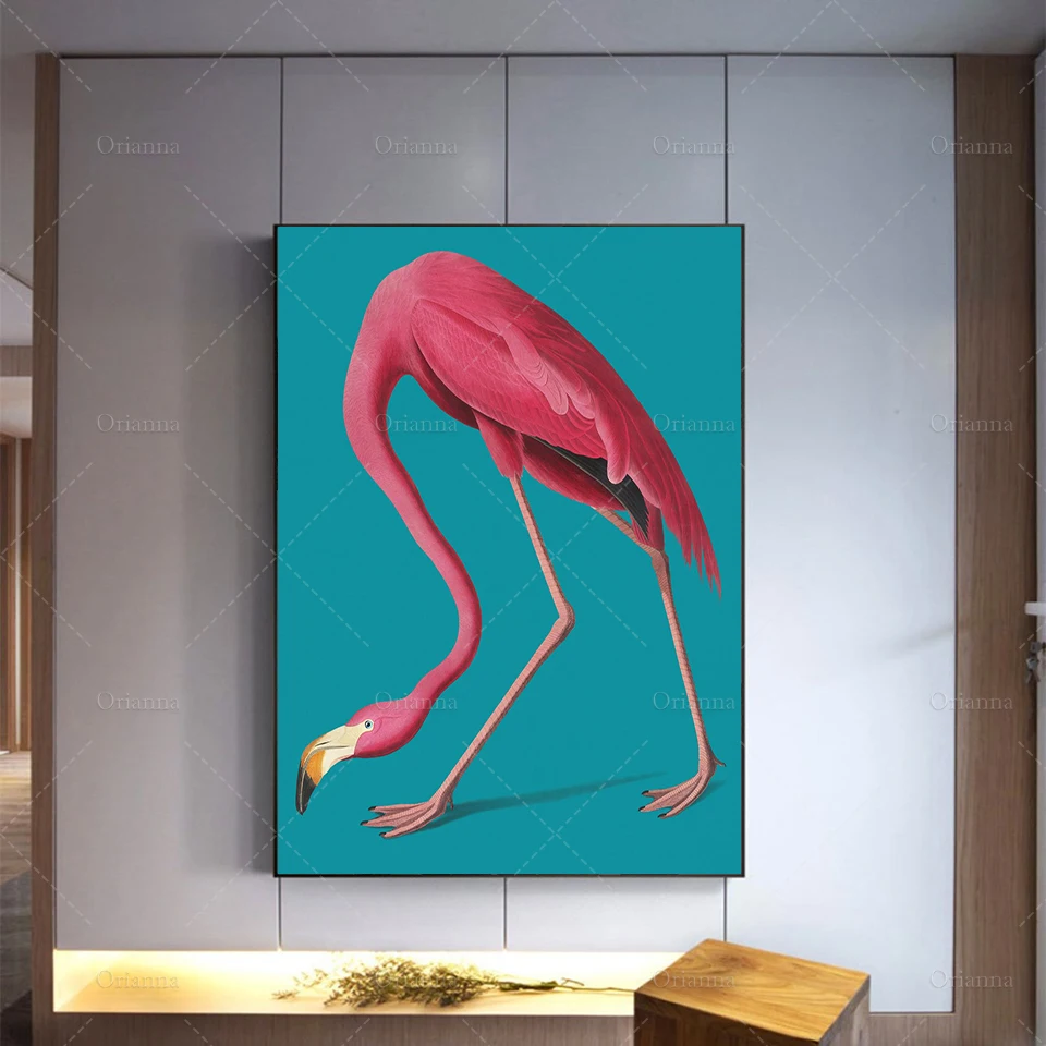 

Vintage Illustration of a Pink Flamingo, Kitchen Art, Modern Art, Pink Art, Vintage Print, Gift Idea - Wall Art Poster Print -