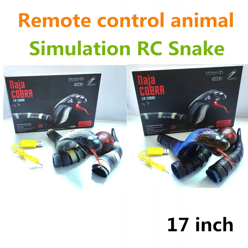 Serpent télécommandé, 17 pouces, jouet de Simulation RC, Rechargeable, effrayant