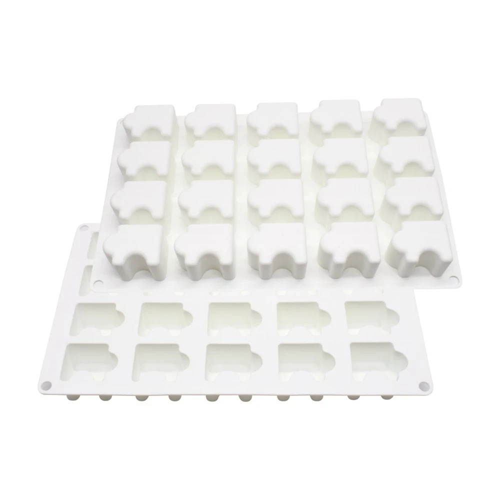 20 Holes Puzzle Cake Silicone Molds Jigsaw French Dessert Chocolate Mould Muffin Pastry Pan Decorating Tools Baking Accessories