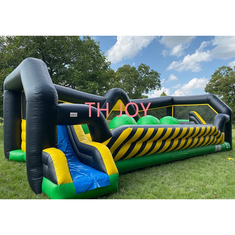 

Free shipment,8x3m commercial Interactive Toxic Run Wipe-Out Games Inflatable Wipeout Jumper Ball Challenge Game outdoor