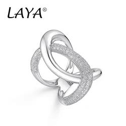 LAYA 925 Sterling Silver Fashion Luxury Irregular High Quality Zirconium Cross Ring Gift For Men Party Personality Jewelry