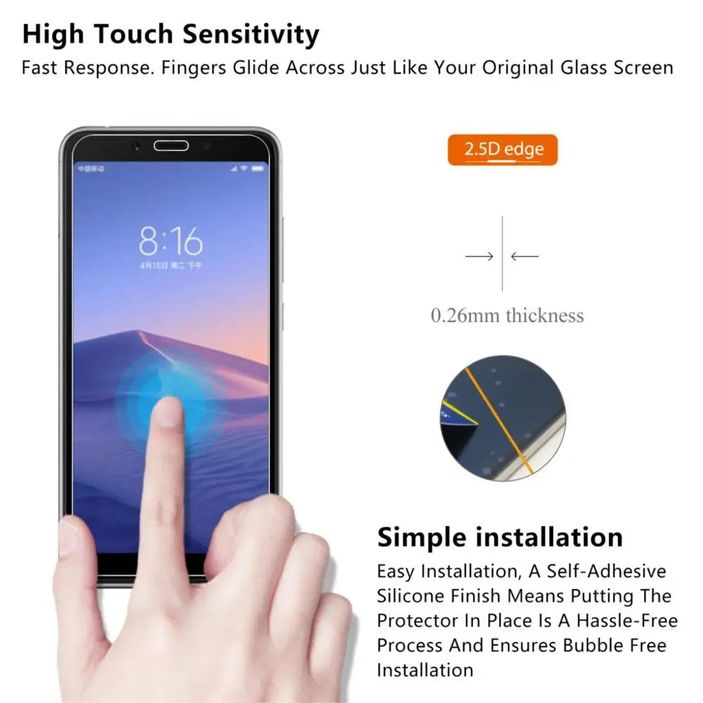2 قطعة/الوحدة الزجاج المقسى ل شاومي Redmi 6A حامي الشاشة ل شاومي Redmi 6A 5.45 "انفجار برهان فيلم واقية