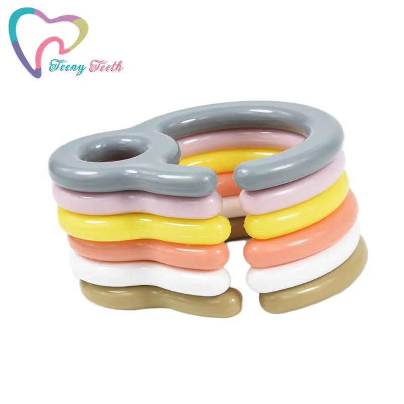 5PCS Pacifier Hook Plastic Teething Plastic Teething Ring Links Baby Stroller Toys DIY Dummy Clips Baby Teether Toys 6 Colors