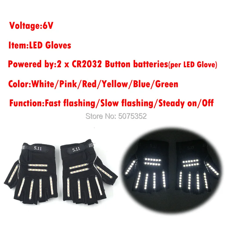 Guantes intermitentes LED de moda, luz brillante, medio dedo, Rave, suministros de baile, accesorios para espectáculos de escenario