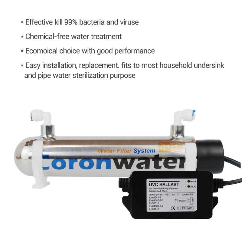 Coronwater 0.5gpm Ultraviolet Water Filter for Household Water Sterilization