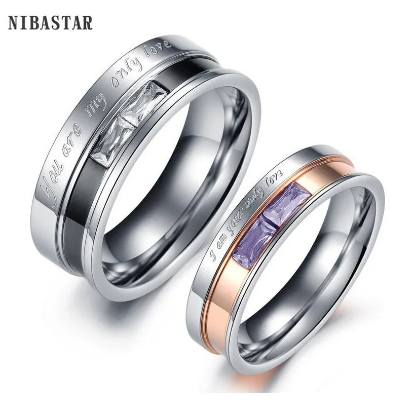 Couple Rings For Women / Men Stainless Steel Letter YOU ARE MY ONLY LOVE Ramantic Engagement Ring Wedding Jewelry