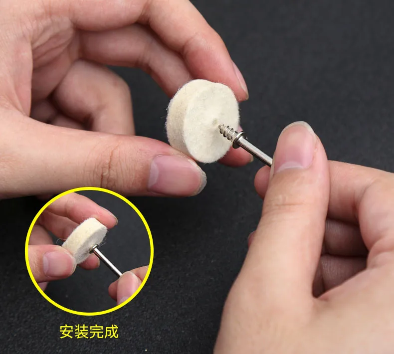 100pcs Wool Felt Polishing Buffing Round Wheel Tool + 2 Shank For Dremel Rotary