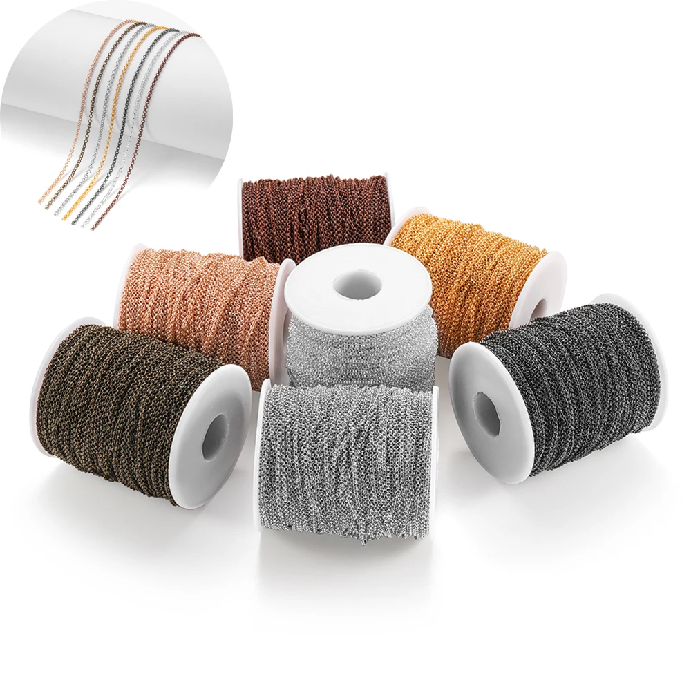 2-5 m/partia 2.0 2.5 3.2 4.8 5.8mm złoty brąz okrągły naszyjnik z ogniwami łańcucha mosiądzu masowego do tworzenia biżuterii DIY materiał znalezienie dostaw