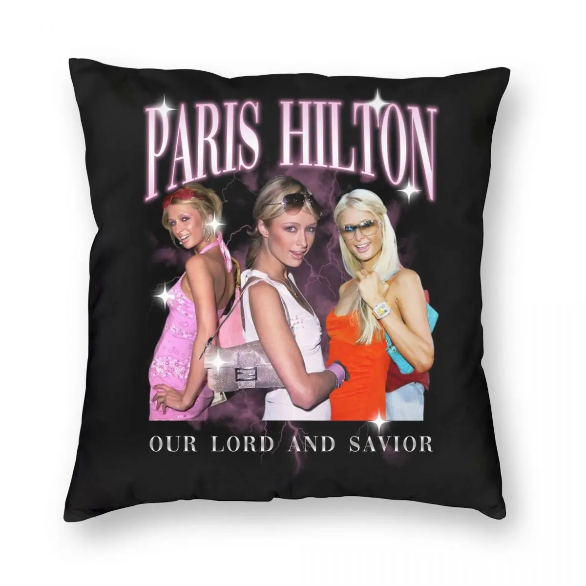 PARIS HILTON Our Lord Savior Square Pillowcase Polyester Linen Velvet Pattern Zip Decor Pillow Case Sofa Cushion Case