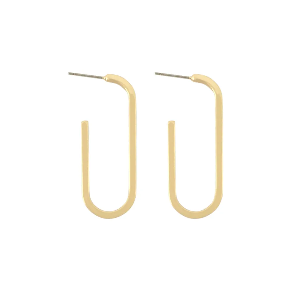 

New Arrivals Gold Color Simple U Shape Clip Medium Size Stud Earrings For Women Men Unisex Career Lady Party Gift Jewelry