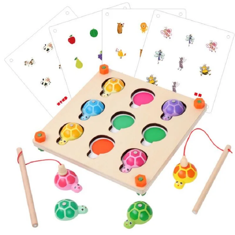

Wooden magnetic fishing toy 3-6 years old children's intelligence development turtle memory game