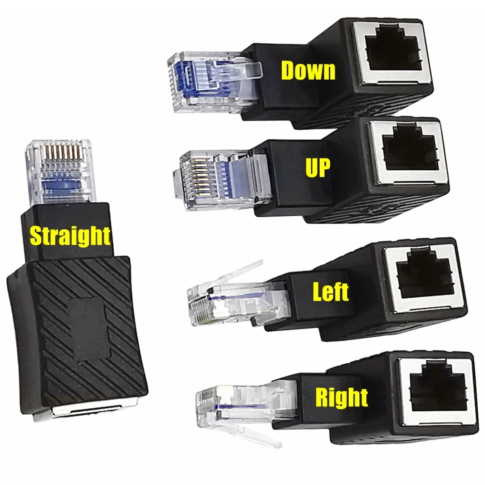 New Up Down Left Right Angled 90 Degree 8P8C FTP STP UTP Cat 5e 6e 7e RJ45 Lan Ethernet Network extension Male to Female