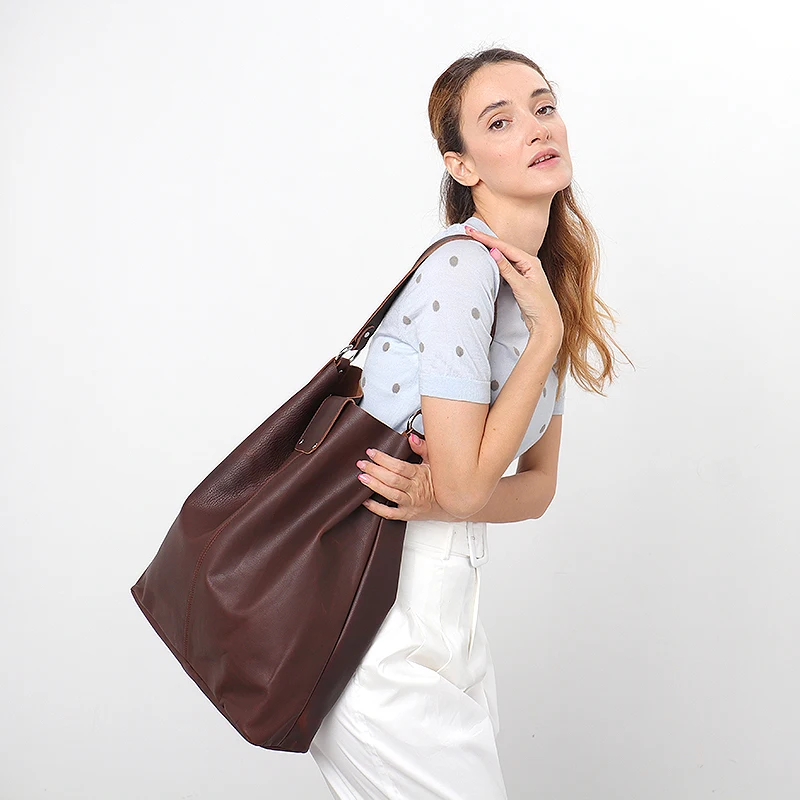 SC Large Italian Leather Tote For Women Casual Vintage Shoulder Bag Female Design Genuine Leather Hobo Crossbody Handbags Travel