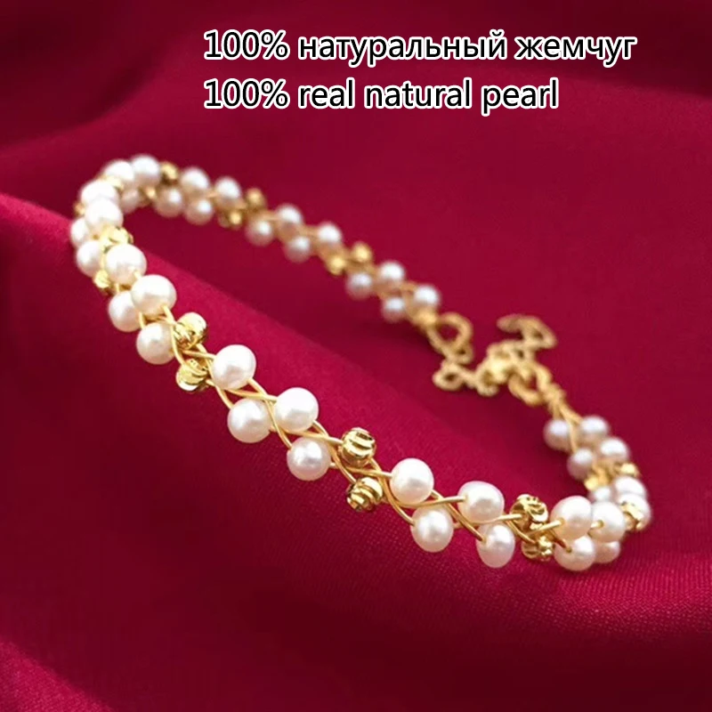 good quality jewlery lady 3mm small natural real oyster freshwater pearl beaded pure hand work bracelet