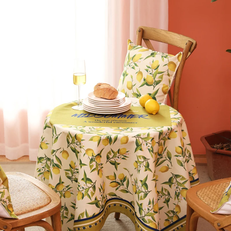 

Idyllic Tablecloth American Country Lemon Printing Coffee Table Fabric Craft Rectangular Dining Table Waterproof Tablecloth