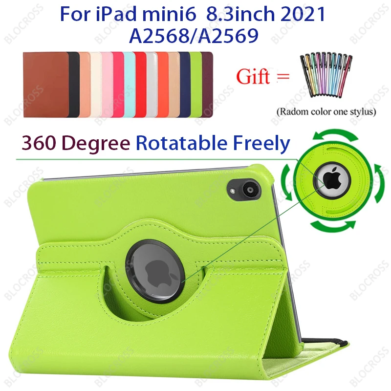 2021 Case for IPad Mini 6 (8.3 Inch)-PU Leather 360 Degree Rotating Bracket To Protect The,automatic Wake-up/sleep Function+pen